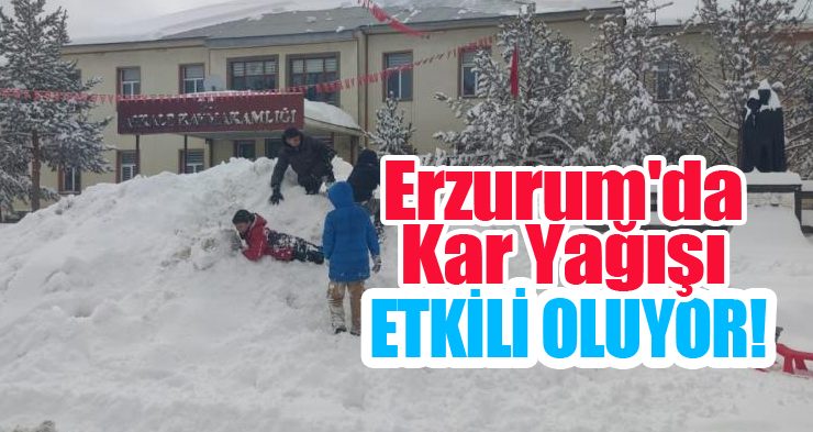 Erzurum’da kar yağışı etkili oluyor!