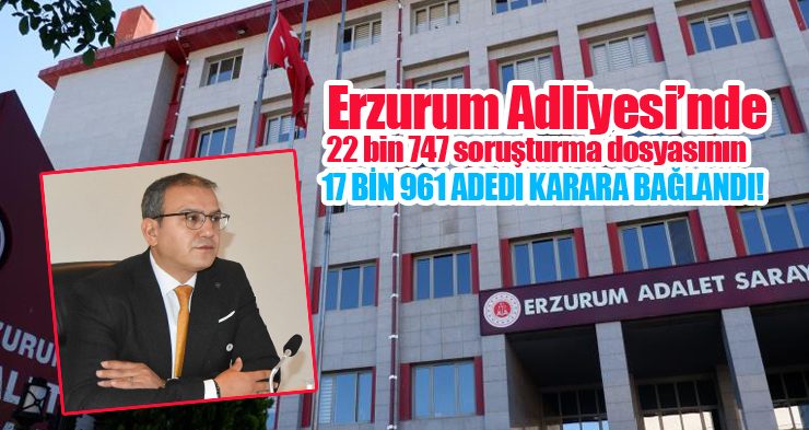 Erzurum Adliyesi’nde 22 bin 747 soruşturma dosyasının 17 bin 961 adedi karara bağlandı!