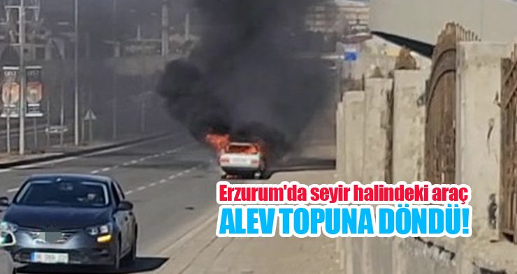 Erzurum’da seyir halindeki araç alev topuna döndü!