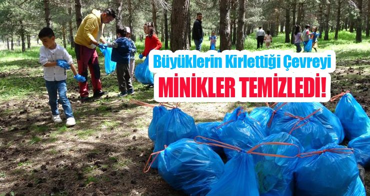 Büyüklerin kirlettiği çevreyi minikler temizledi!