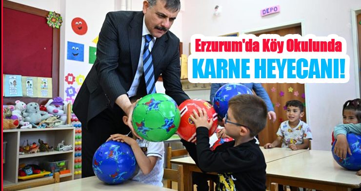 Erzurum’da köy okulunda karne heyecanı!