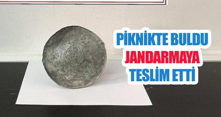 Piknikte bulduğu Bizans dönemi bronz diski jandarmaya teslim etti