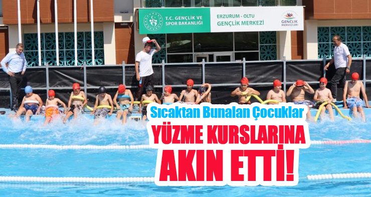 Sıcaktan bunalan çocuklar yüzme kurslarına akın etti..