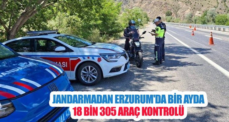 Jandarmadan Erzurum’da bir ayda 18 bin 305 araç kontrolü