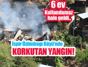 İspir Üzümbagı Köyü’nde korkutan yangın, 6 ev kullanılamaz hale geldi!