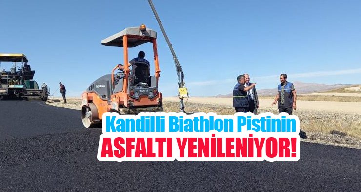 Kandilli Biathlon pistinin asfaltı yenileniyor..