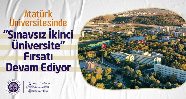 Atatürk Üniversitesinde “Sınavsız ikinci üniversite” fırsatı devam ediyor…