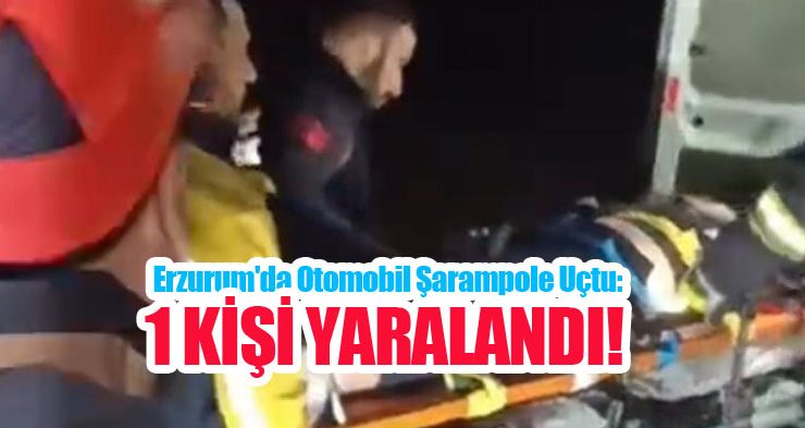 Erzurum’da otomobil şarampole uçtu: 1 yaralı..