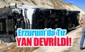 Sürücüsünün direksiyon hakimiyetini kaybettiği Tır yan devrildi…