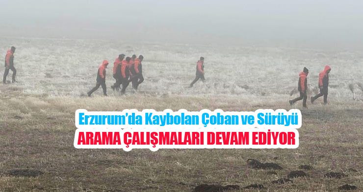 Erzurum’da kaybolan çoban ve sürüyü arama çalışmaları devam ediyor…