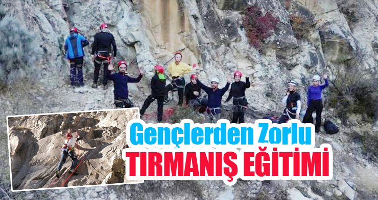 Gençlerden zorlu tırmanış eğitimi…