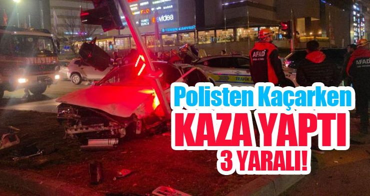 Polisten kaçarken kaza yaptı: 3 yaralı!