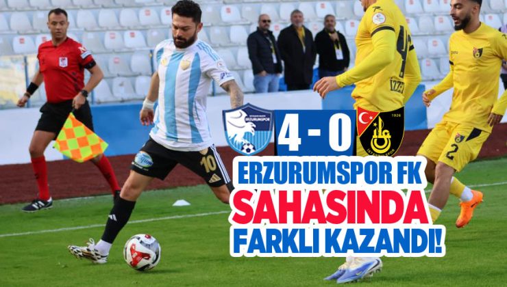 Trendyol 1. Lig’in 15. haftasında Erzurumspor FK, sahasında İstanbulspor’u 4-0 mağlup etti.
