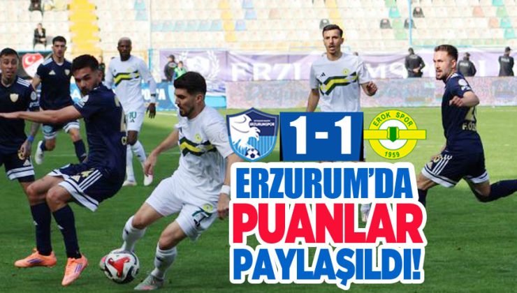 Erzurumspor FK, sahasında karşılaştığı Esenler Erokspor ile 1-1 berabere kaldı.