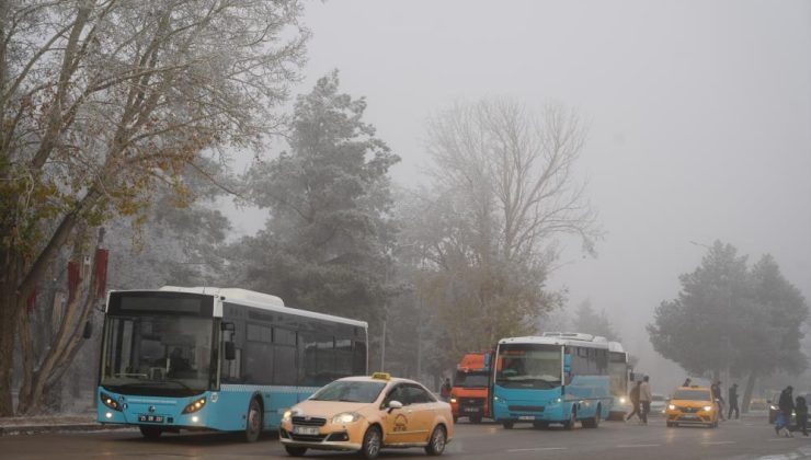 Erzurum güne sis ve kırağı ile uyandı!