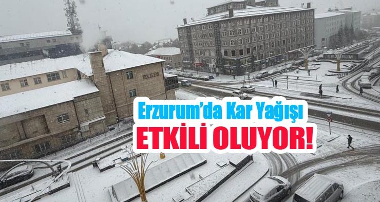 Erzurum’da kar yağışı etkili oluyor…