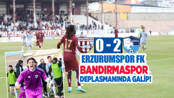 Erzurumspor FK, Bandırmaspor’u deplasmanda 2-0 mağlup etti.