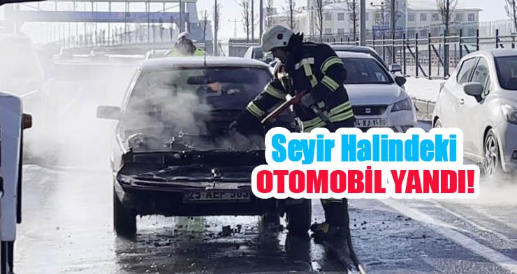 Seyir halindeki otomobil yandı!