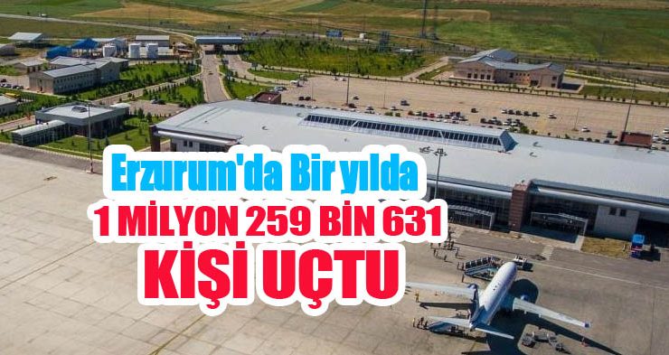Erzurum’da bir yılda 1 milyon 259 bin 631 kişi uçtu..