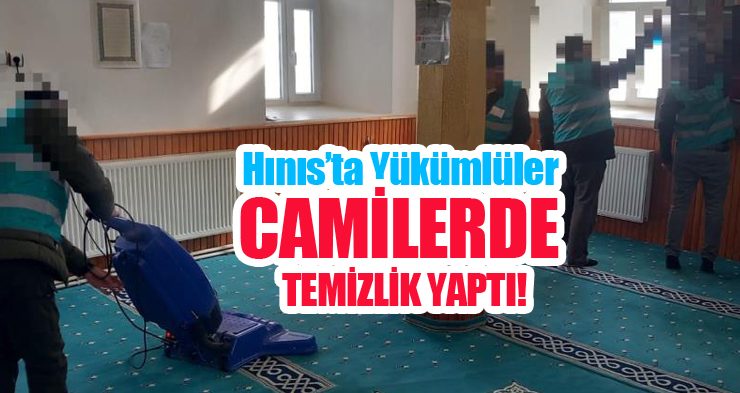 Hınıs’ta yükümlüler camilerde temizlik yaptı..