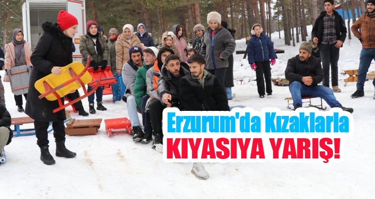 Erzurum’da kızaklarla kıyasıya yarış..