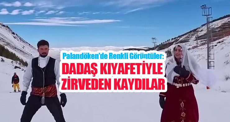 Palandöken’de renkli görüntüler: Pistler geceleri rengarenk oldu, Dadaş kıyafetiyle zirveden kaydılar…