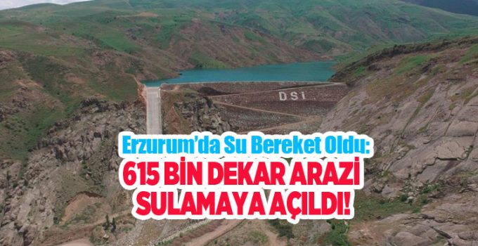 Erzurum’da su bereket oldu: 615 bin dekar arazi sulamaya açıldı..