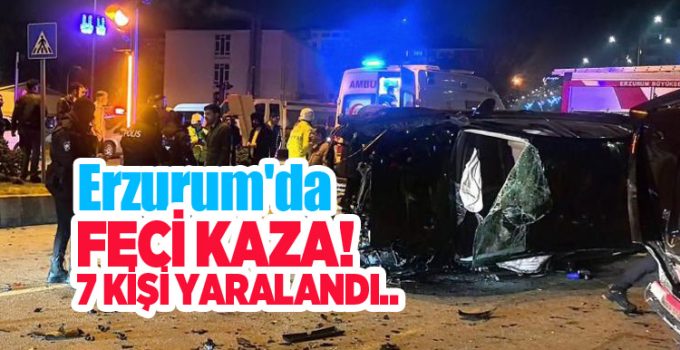 Erzurum’da feci kaza: Kavşak adeta savaş alanına döndü…