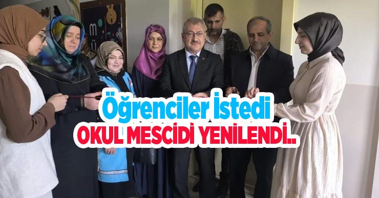 Öğrenciler istedi, okul mescidi yenilendi…