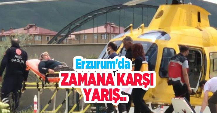 Erzurum’da zamana karşı yarış: Kalp krizi geçiren hasta ambulans helikopterle hastaneye yetiştirildi…