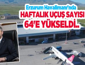 Erzurum Havalimanı’nda haftalık uçuş sayısı 64’e yükseldi…