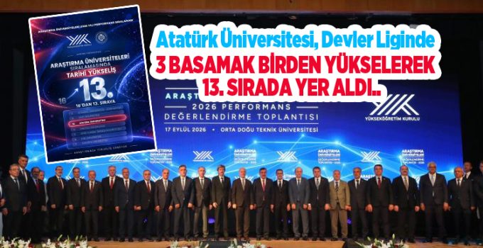 Araştırma üniversiteleri sıralamasında tarihi yükseliş: Atatürk Üniversitesi, devler liginde 3 basamak birden yükselerek 13. sırada yer aldı