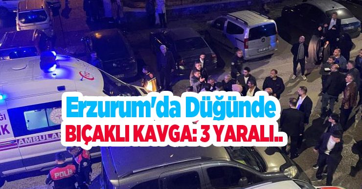 Erzurum’da bir düğün salonunda çıkan bıçaklı kavgada 3 kişi yaralandı.