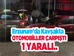 Erzurum’da kavşakta otomobiller çarpıştı: 1 yaralı..