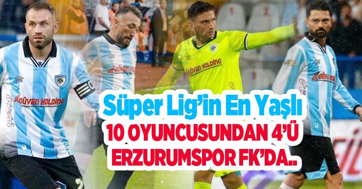 Süper Lig’in en yaşlı 10 oyuncusundan 4’ü Erzurumspor FK’da..