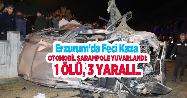 Erzurum’da otomobil şarampole yuvarlandı: 1 ölü, 3 yaralı