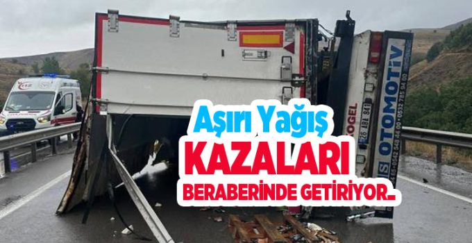 Aşırı yağış kazaları beraberinde getiriyor: Aynı mevkide iki günde ikinci kaza…