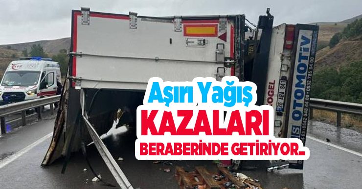 Aşırı yağış kazaları beraberinde getiriyor: Aynı mevkide iki günde ikinci kaza…