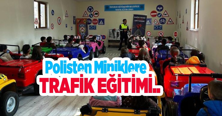 Polisten miniklere trafik eğitimi..