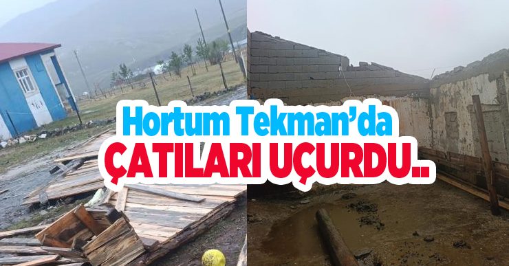 Hortum Tekman’da çatıları uçurdu..