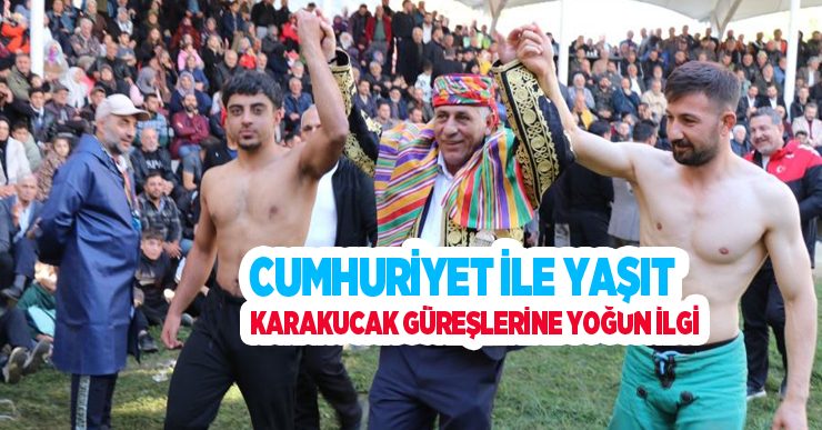 Cumhuriyet ile yaşıt karakucak güreşlerine yoğun ilgi..